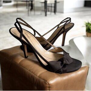 KATE SPADE Brown Satin Bow Sandals Heels Size 8